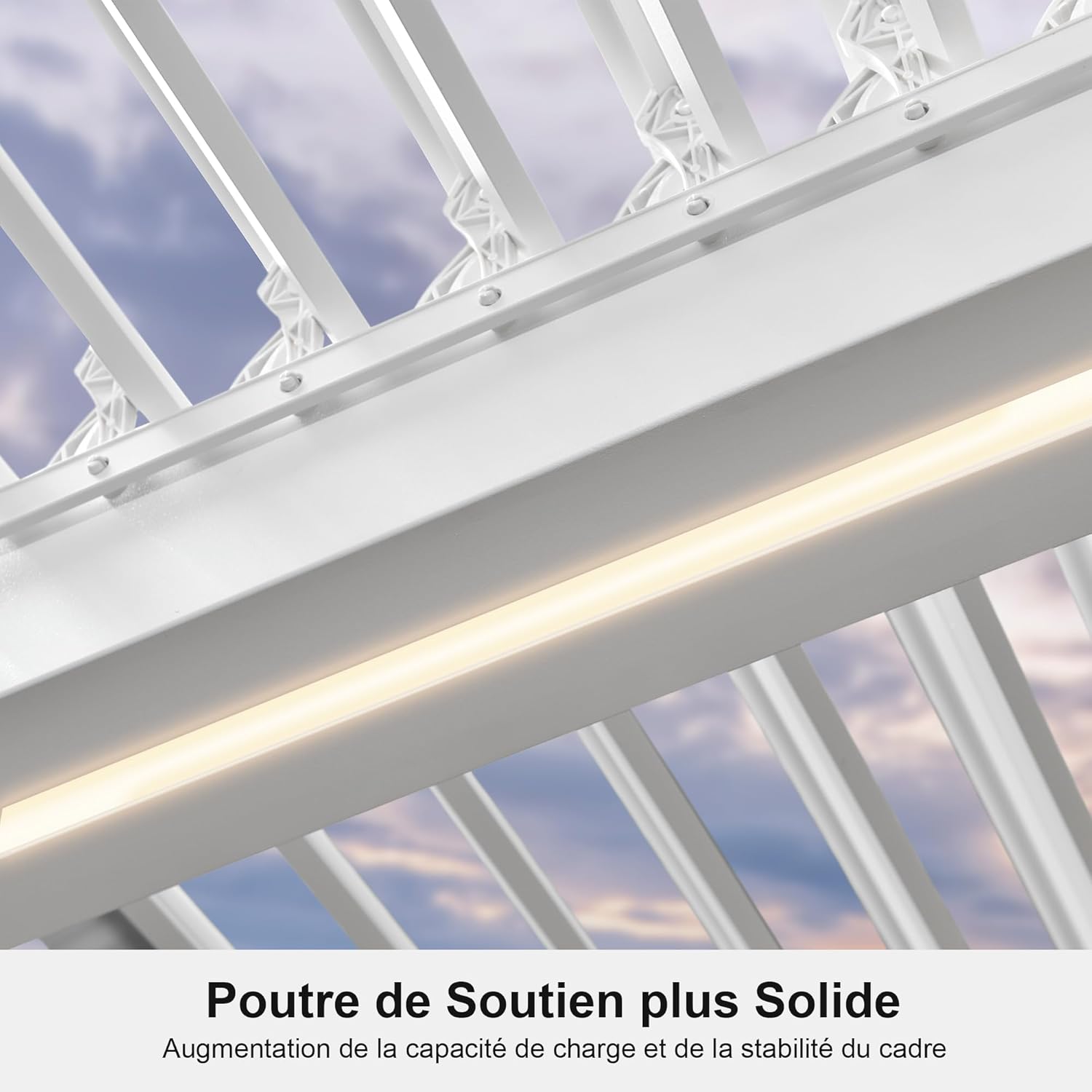 etevert - Pergola bioclimatique 4,24x3m - alu, LED, gouttières, blanc