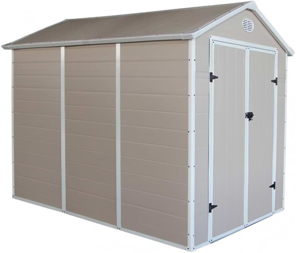 etevert - Abri Jardin Résine - 5,32m² - acier, porte double, fenêtre, 226cm