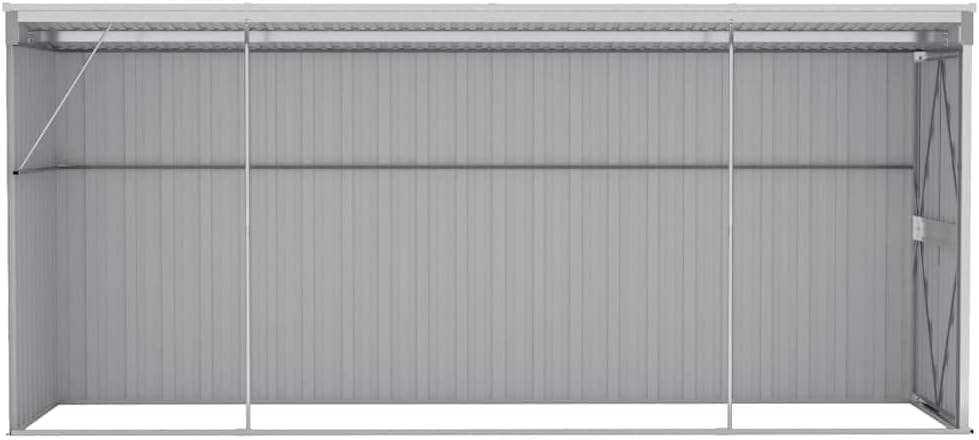 etevert Abri de Jardin Mural Gris 118x382x178 cm Acier galvanisé,Structures extérieures, Cabanes & abris de Jardin,316230