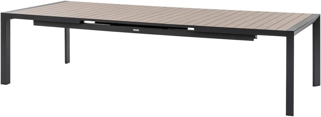 etevert - Evasion - grande table extensible 14 places - aluminium effet bois, rallonge, extérieur