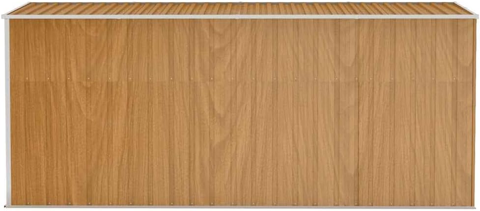 etevert Abri de Jardin Mural Marron 118 x 382 x 178 cm Acier galvanisé,Structures extérieures, Cabanes & abris de Jardin,316232
