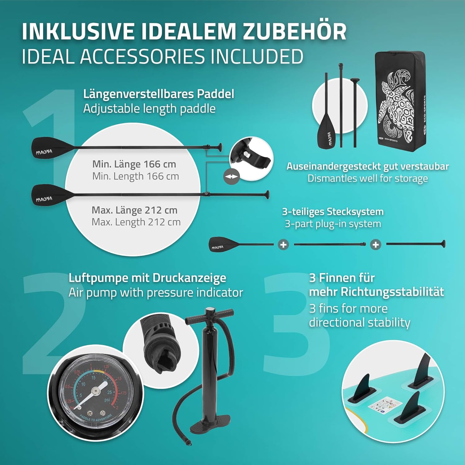 etevert - Stand Up Paddle Gonflable - 305/308/320/380 cm - PVC 120/150 kg 10/15 cm