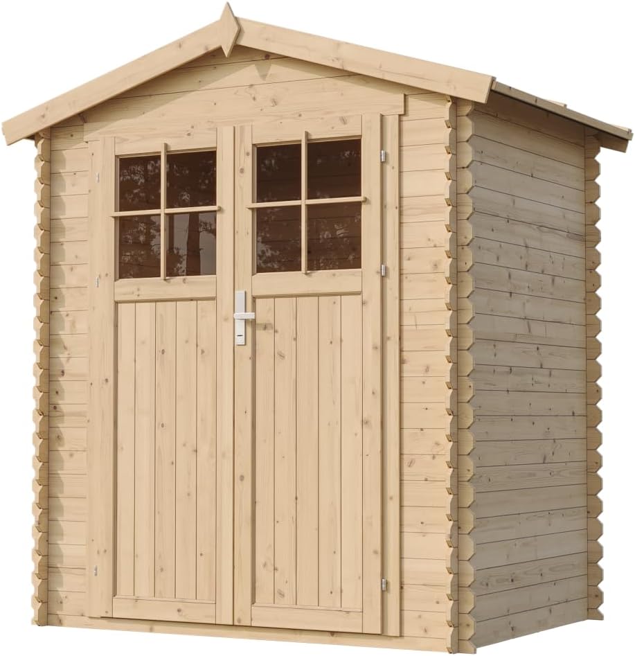 Abri de Jardin en Bois avec Sol TRAITÉ - Stockage extérieur I196xL136xH218 cm/ 1.98 m2 Petit abri à Outils, Local à vélos - etevert M367F+M367G