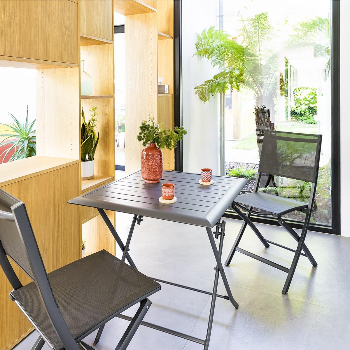 etevert - Azua - table pliante 2 places 70x70cm aluminium gris