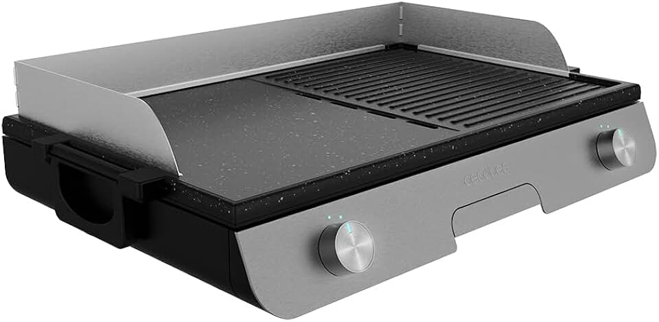 etevert - PerfectRoast 3000 - barbecue inox - 3000W, surface mixte, Rockstone antiadhésif, thermostat, bac graisse 03182