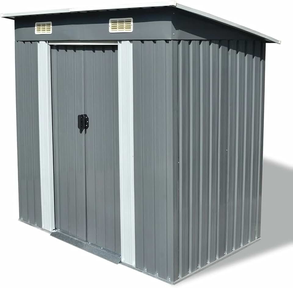 etevert - Abri de jardin métal - gris - spacieux, résistant