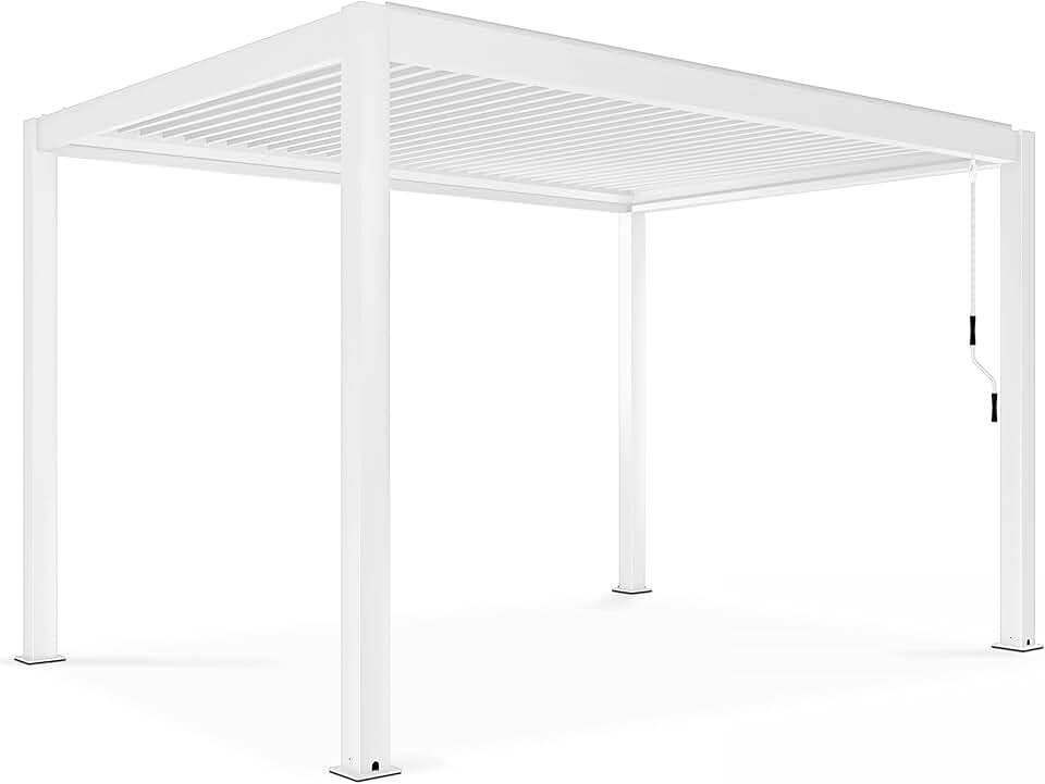 etevert - Pergola bioclimatique autoportée blanche - 3x4m - résistance météo