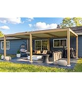 etevert Pergola Bioclimatique en Effet Bois Aluminium 3,5 x 5,5 m, Tonnelle de Jardin Extérie...