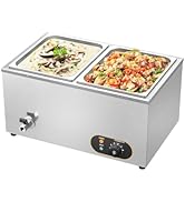 etevert Bain Marie Électrique en Acier Inoxydable, Température réglable, 2X 1/2 GN Récipients ave...
