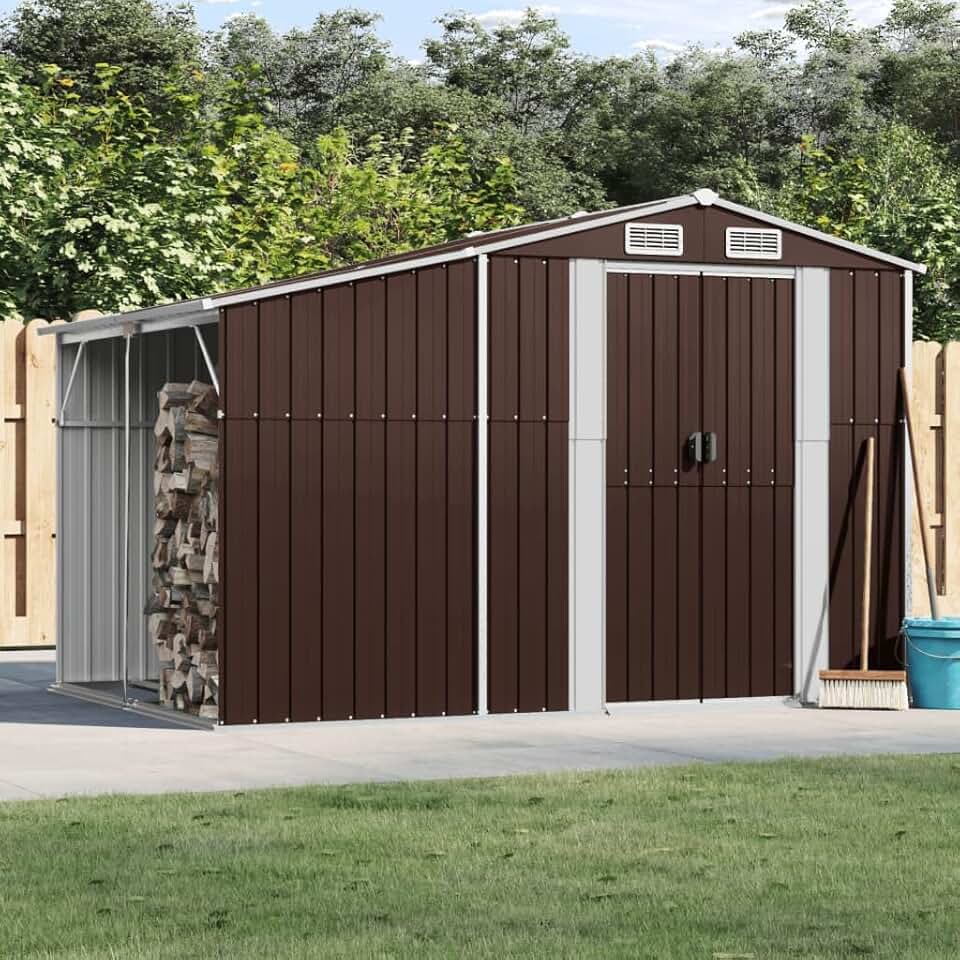 etevert - abri de jardin acier galvanisé marron 277x192,5x179 cm