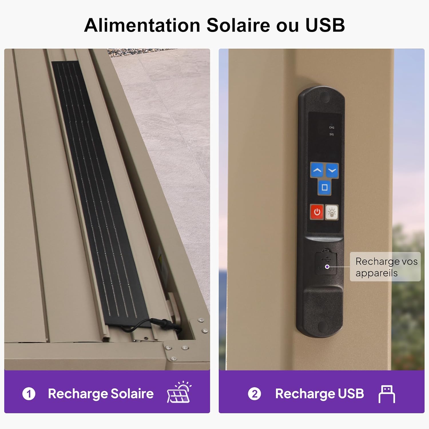 etevert - pergola bioclimatique LED - 3x3,65m - alu, lames orientables, étanche