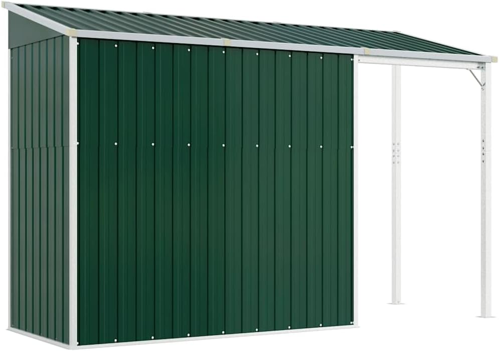 etevert Abri de Jardin avec Toit prolongé Vert 277x107x181 cm Acier, Maison & Jardin, Pelouses & Jardins, Vie en extérieur, Structures extérieures, Cabanes & abris de Jardin, Vert, (Poids 41.56KG)