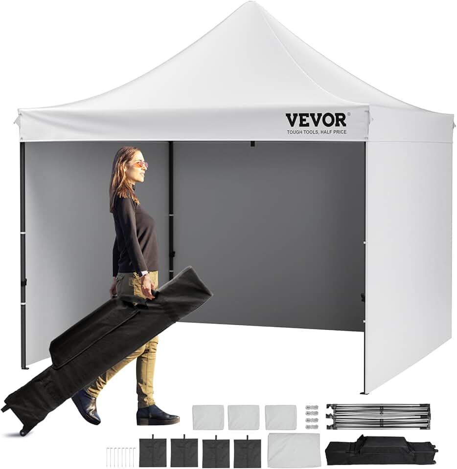 etevert - Pop-up Tonnelle - 304,8x304,8 cm - UV résistant, étanche, parois amovibles, sac à roulettes