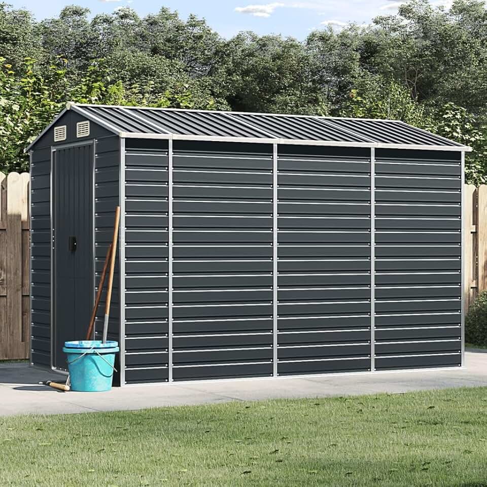 etevert Abri de Jardin Anthracite 191x300x198 cm Acier galvanisé,Abris De Jardin,Abri De Stockage pour Jardin,Abri D'Outils De Jardin