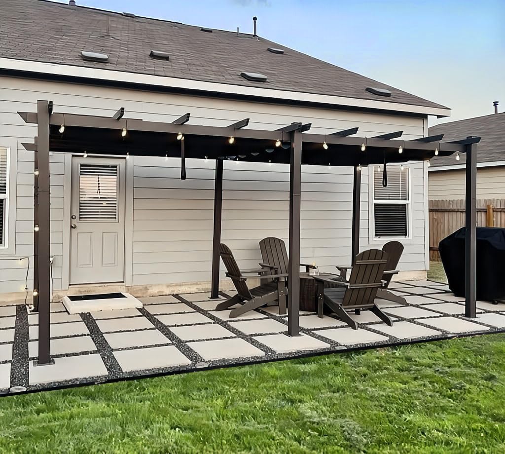 etevert - pergola aluminium - 5,5x3 m - toit coulissant, tissu teint