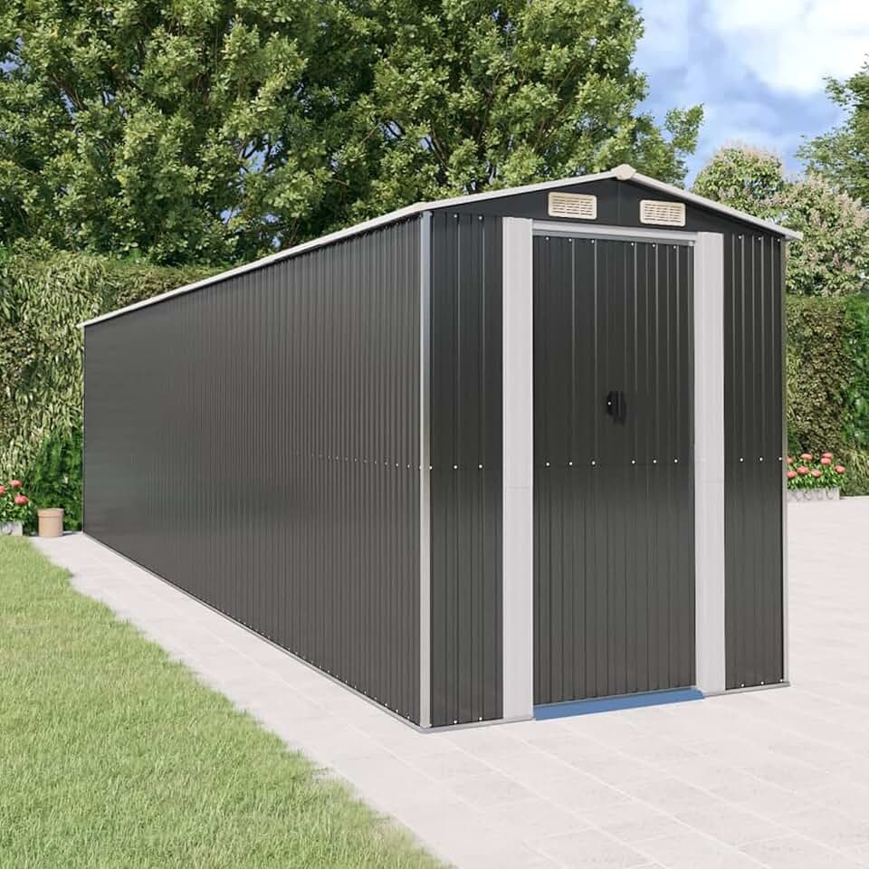 etevert Abri de jardin, abris pour parcelles, abris de jardin, abri de jardin extérieur, maisons préfabriquées, acier galvanisé anthracite 192 x 772 x 223 cm