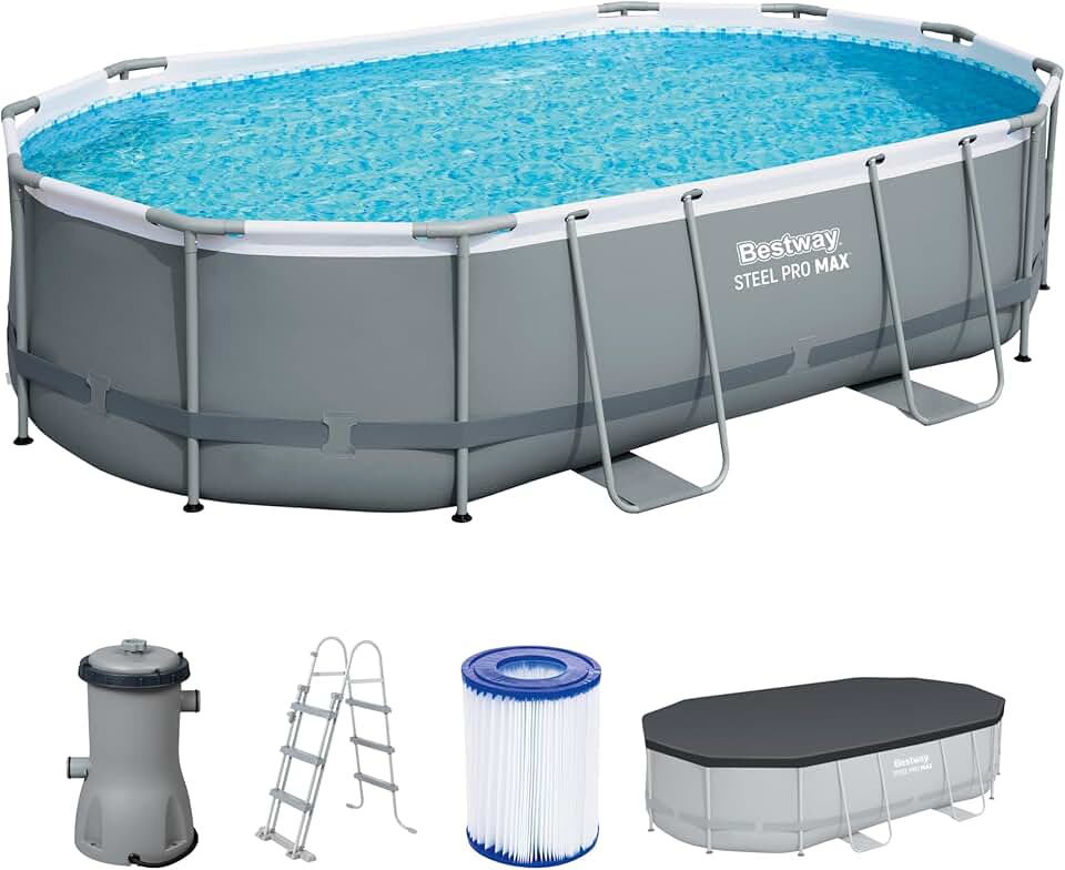 etevert - Steel Pro Max - 488x305x107 cm - Piscine hors sol gris
