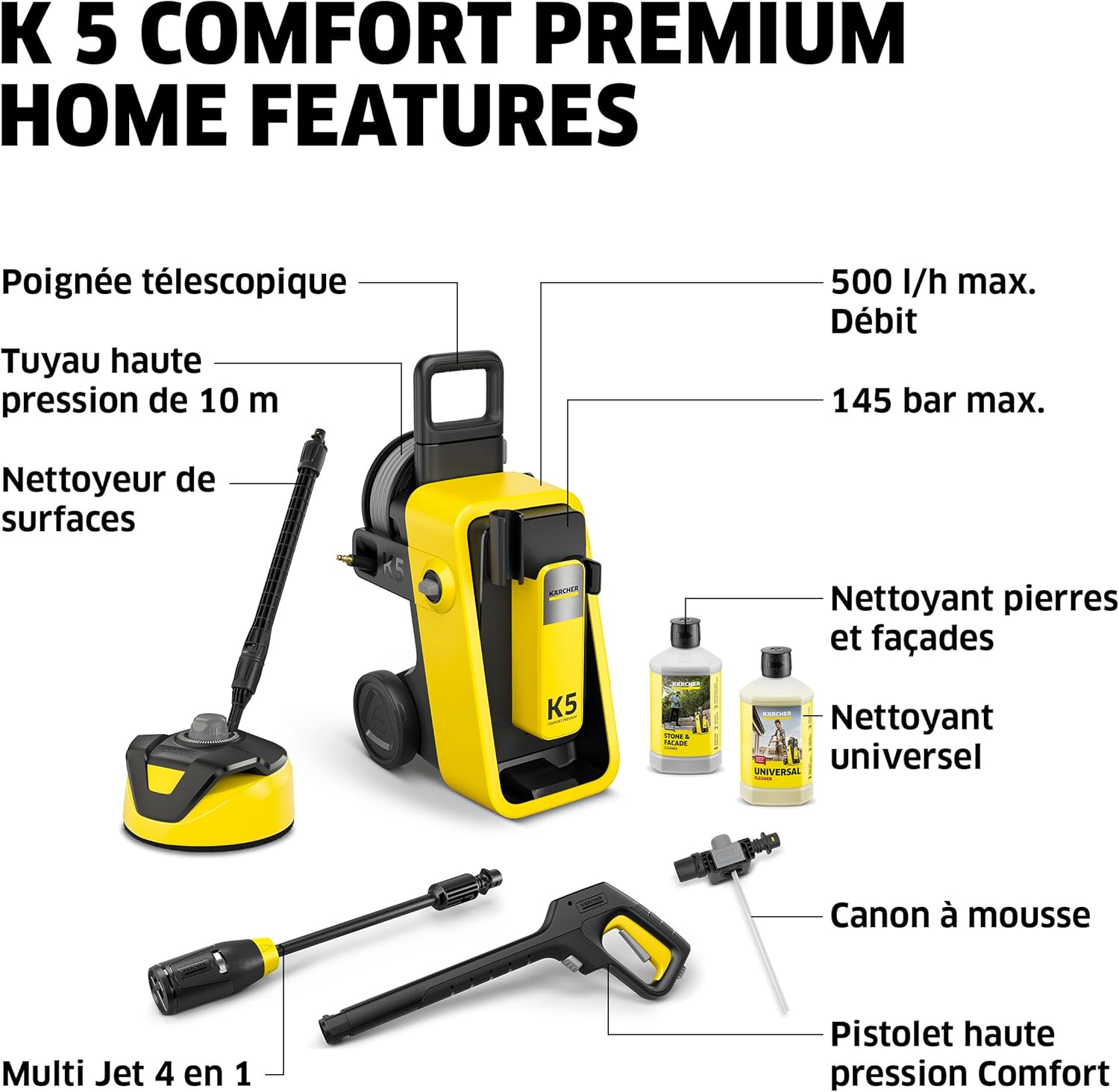 etevert - K 5 Comfort Premium - 145 bar, 500 l/h, enrouleur, Home Kit