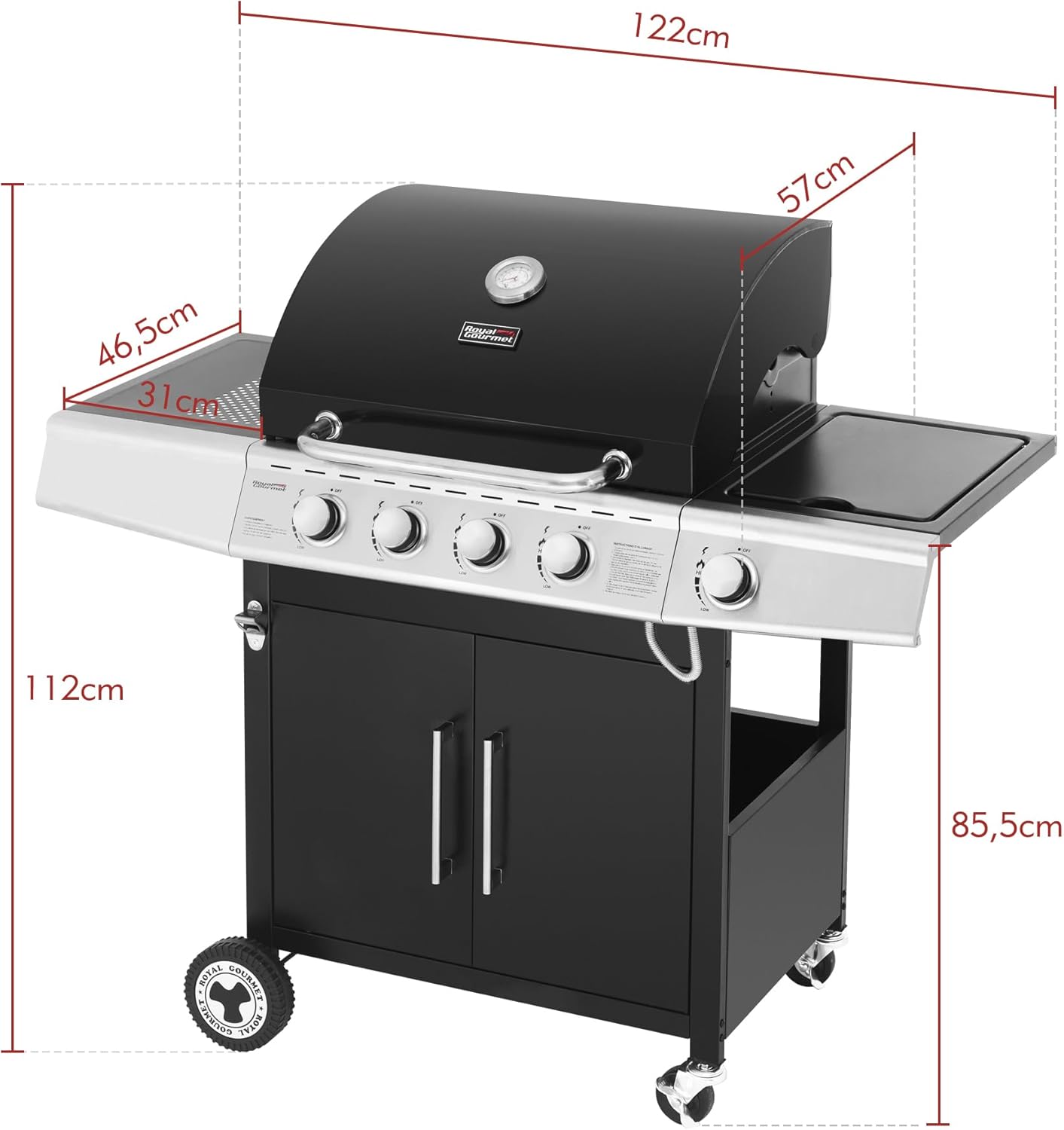 etevert – Barbecue Série 4+1 – 14,5kW, inox, tablettes, 2 portes
