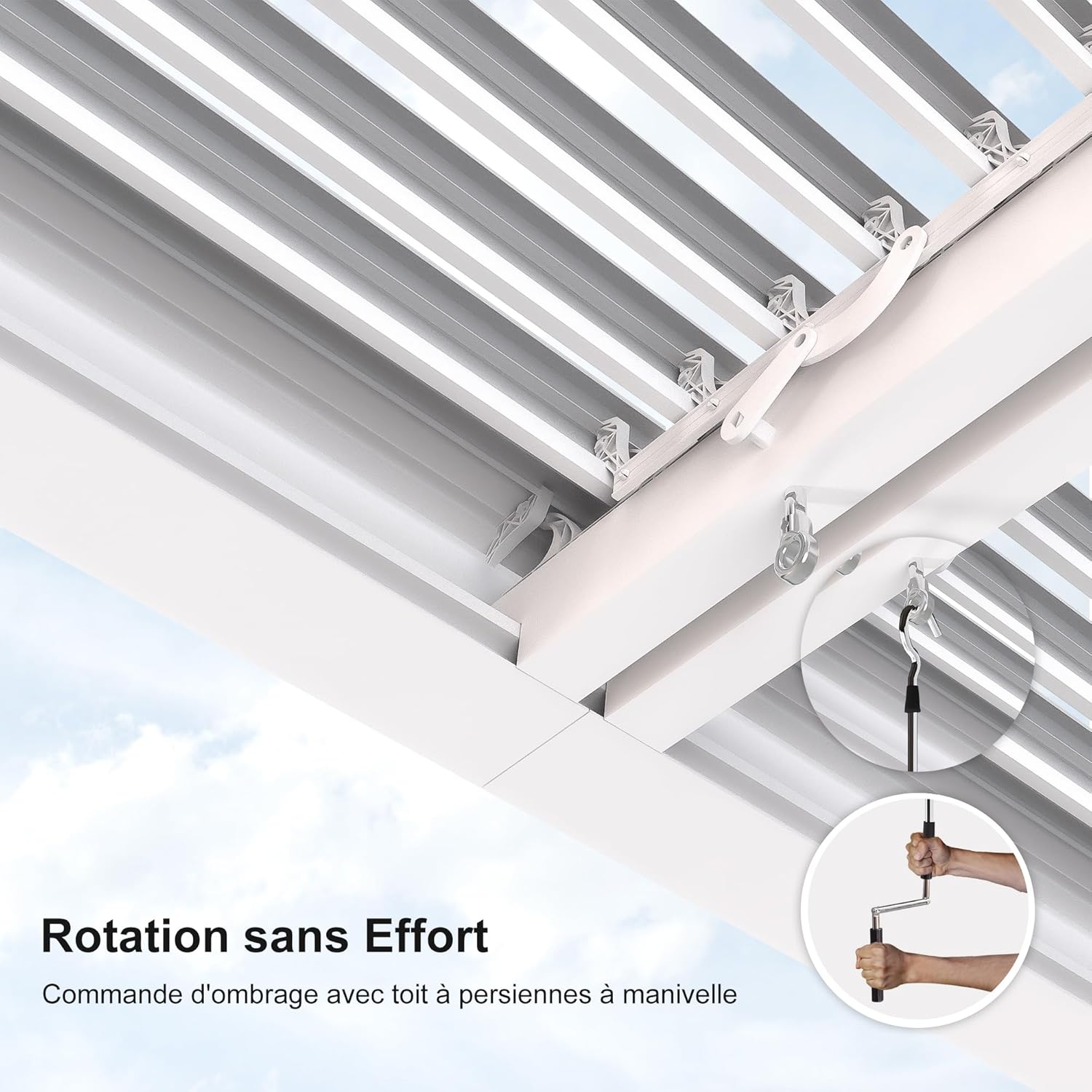 etevert - Pergola Bioclimatique, 4,8x3,68m, aluminium, lames orientables