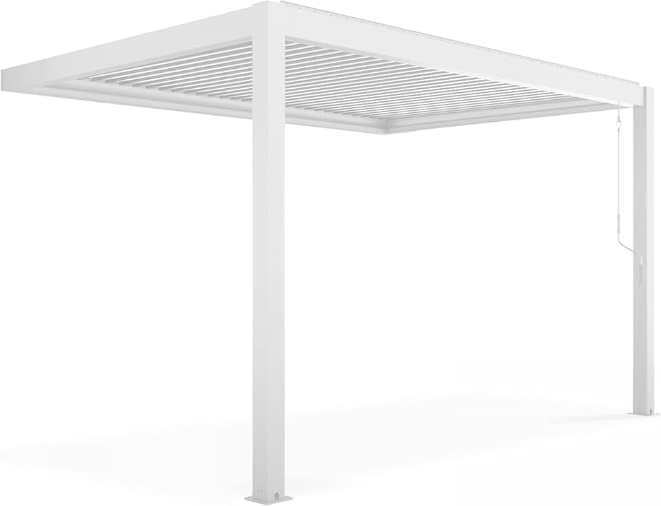 etevert - Pergola bioclimatique adossée - 3x4 m - aluminium blanc