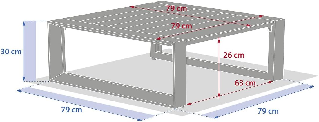etevert - Allure table basse jardin 79x79x30 cm - aluminium époxy