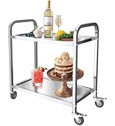etevert Chariot de Service INOX Service desserte de Cuisine à roulettes avec roulettes, 2 étagère...