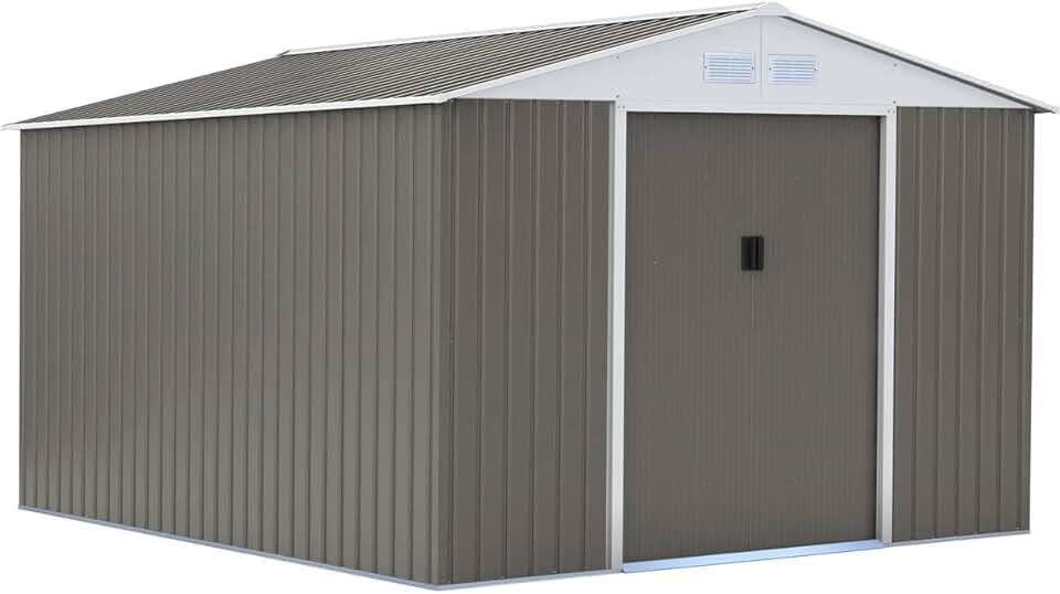 etevert - etevert - 15,16 m² - Abri de jardin métal gris/taupe/blanc - 1299_74728