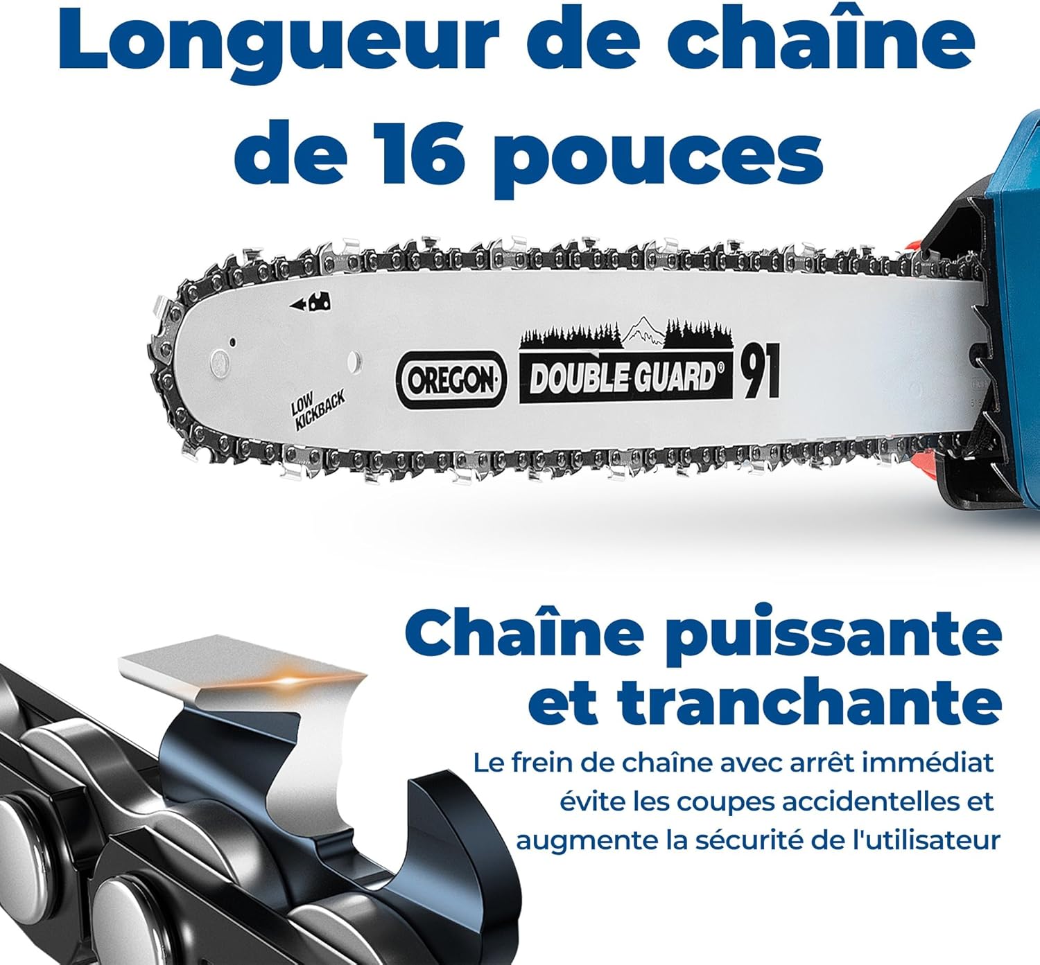 etevert - Tronçonneuse sans fil 40V - 38 cm - Moteur brushless, 2 batteries 4 Ah