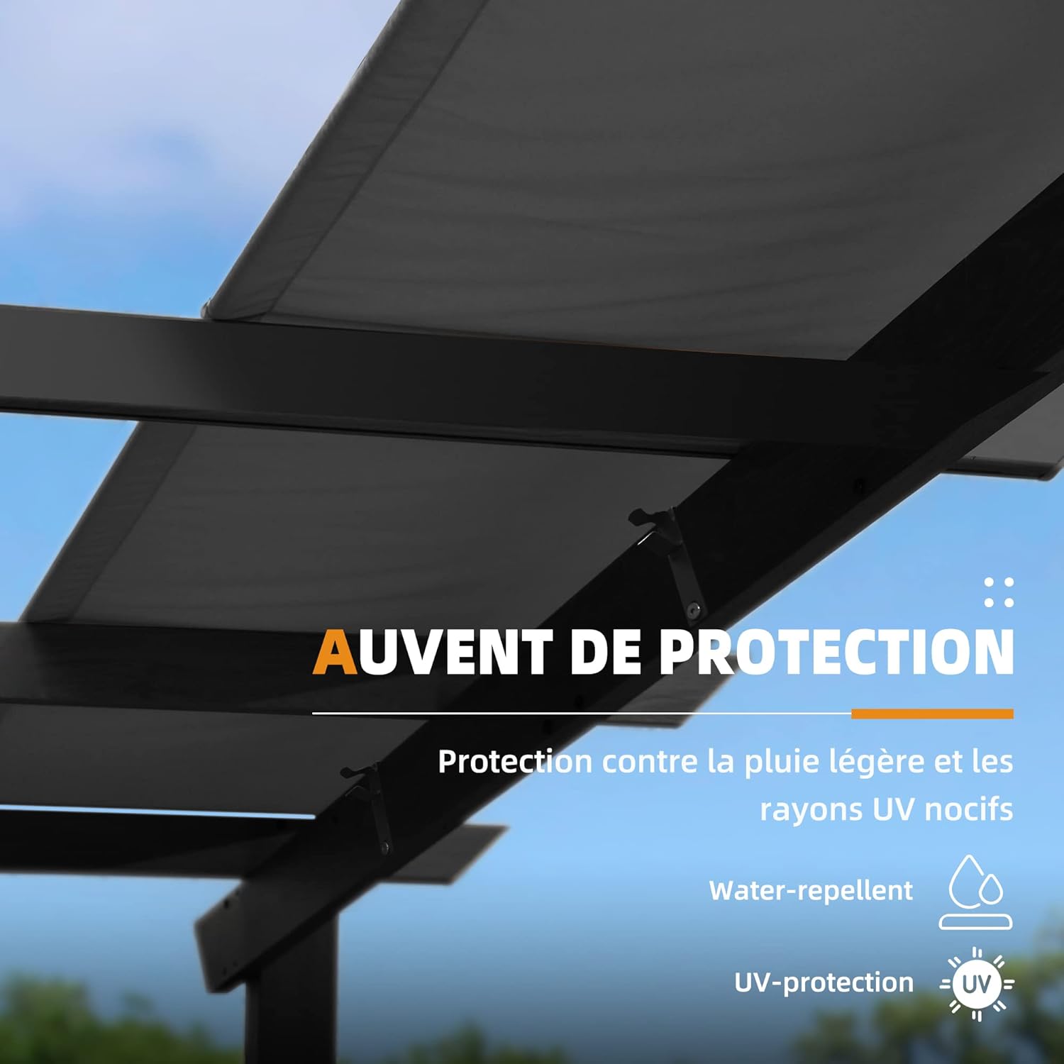 etevert – pergola aluminium – 4x3m – toit rétractable, éclairage intégré