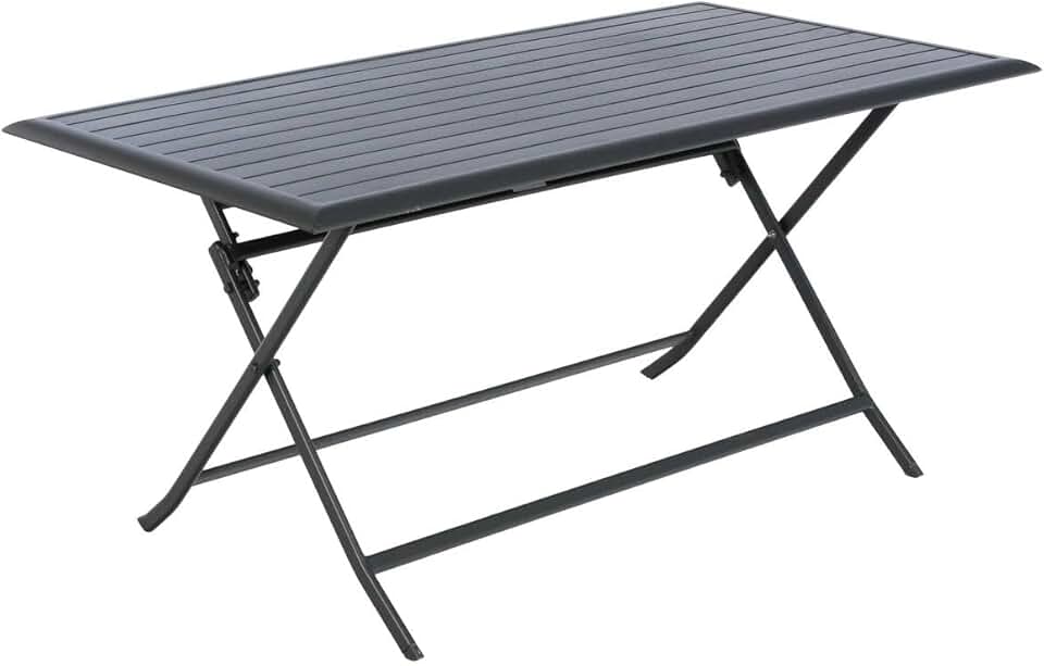 etevert - Azua table de jardin pliante 6 places, aluminium gris