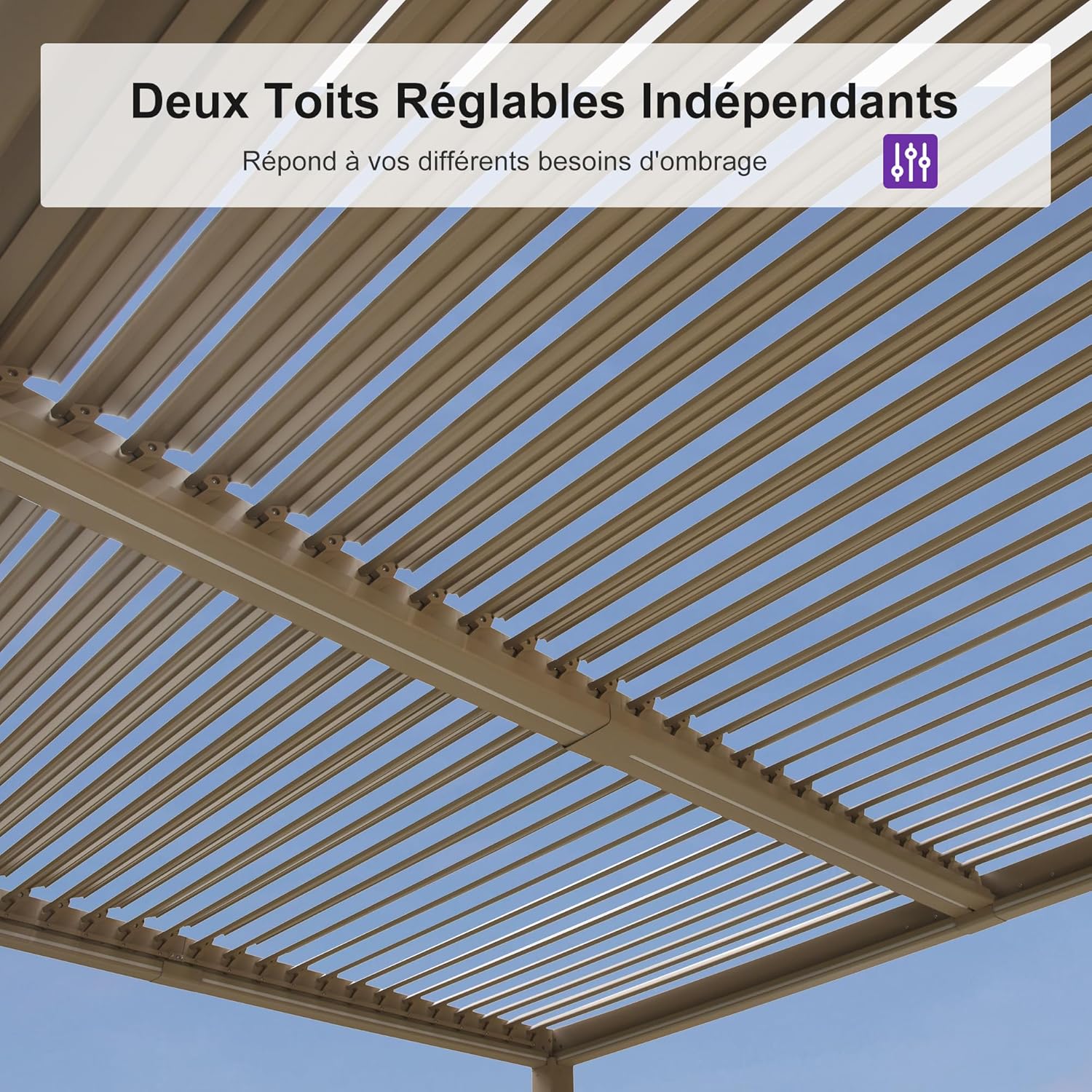 etevert - pergola bioclimatique LED - 3x4,25m - aluminium, lames orientables, anti-UV, sans entretien
