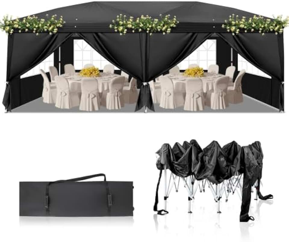 etevert - Tonnelle pliante série jardin - 3x6m - imperméable, installation rapide, sac inclus.