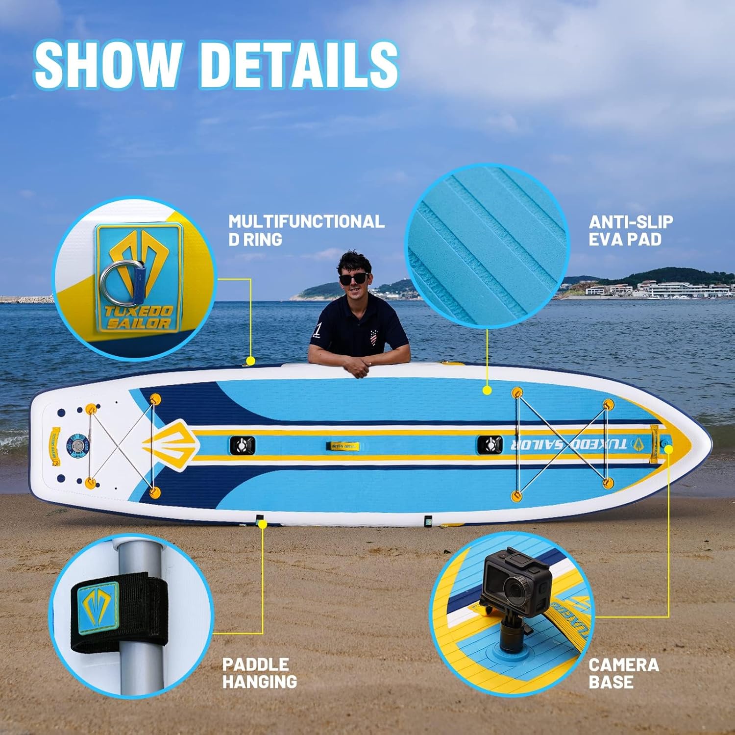etevert - Paddle gonflable adulte - sup 320x80x15cm - planche stable, accessoires complets