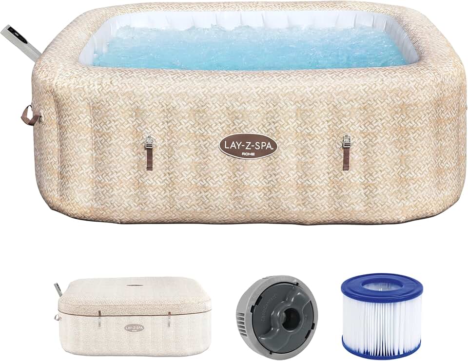 etevert - Rome MaxHold EnergySense UltraFit - 2.01x2.01x0.71m - spa carré 7 places Sable Marbre Smart AirJet - 79