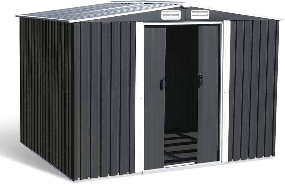 etevert - Abri de jardin 5,3m² acier galvanisé avec base