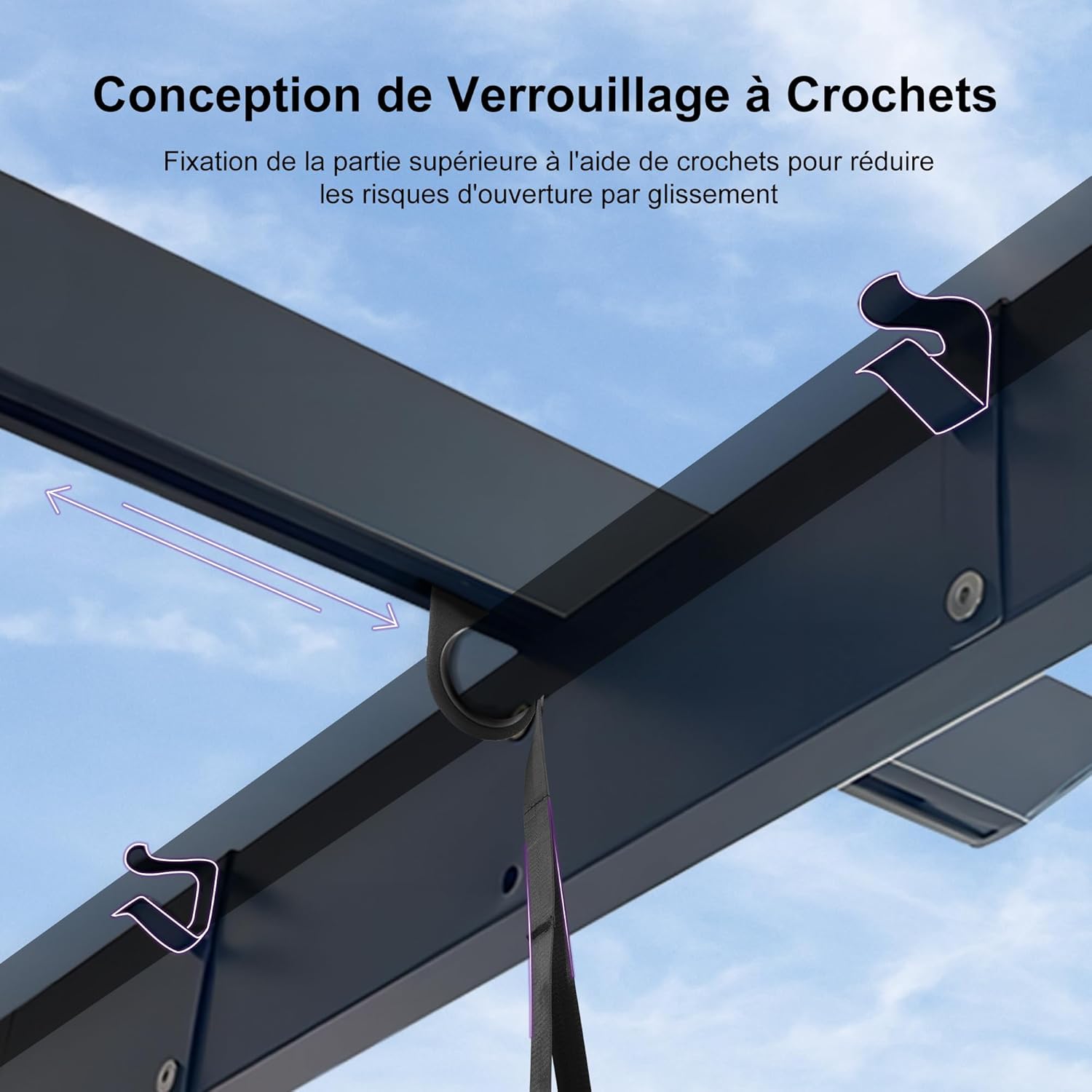 etevert - Pergola aluminium série - 4x3m - toit rétractable, imperméable, gris