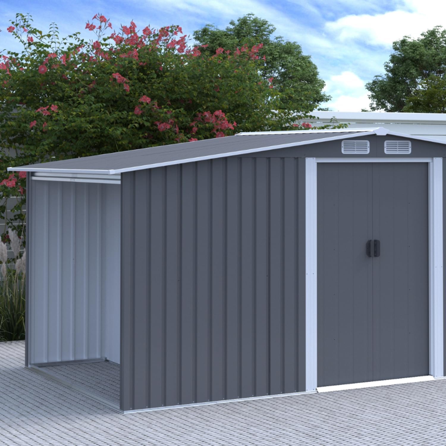 etevert - Vosges - abri jardin 6.87m² métal robuste, abri bûches