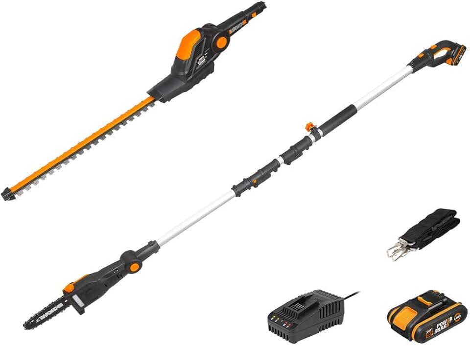 etevert - Set WG908E - taille-haie 45cm & élagueuse 20cm sur perche 1.8-2.3m WG908E