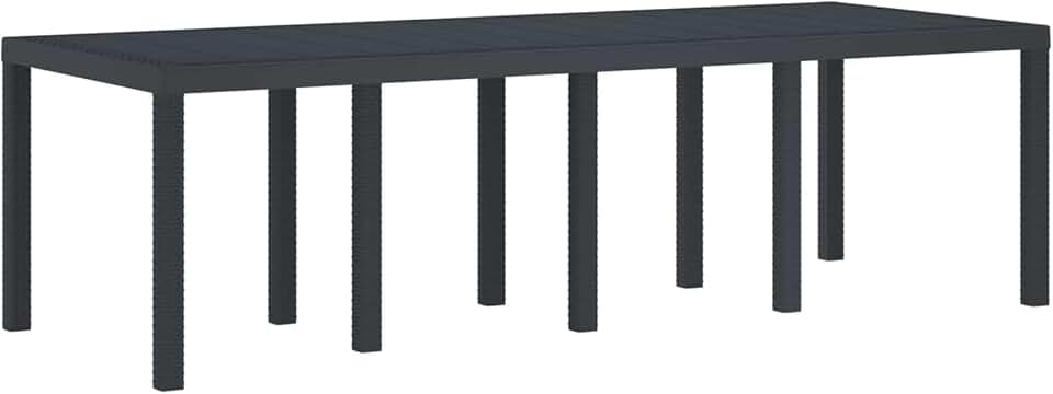 etevert - Table de jardin rectangulaire - 250x100x73 cm - poly rotin durable anthracite