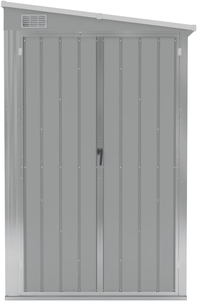 etevert Abri de Jardin Mural Gris 118x382x178 cm Acier galvanisé,Structures extérieures, Cabanes & abris de Jardin,316230