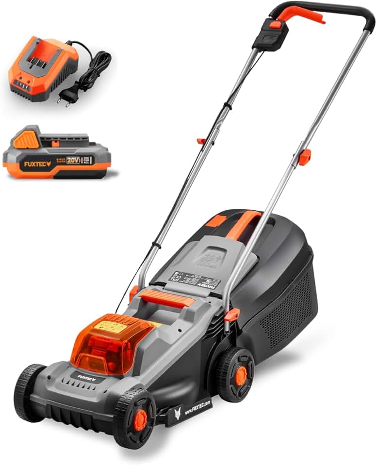 etevert - Tondeuse à gazon sans fil - 30 cm - Batterie 4Ah, bac 30L, FX-E1RM20-ECO-SET