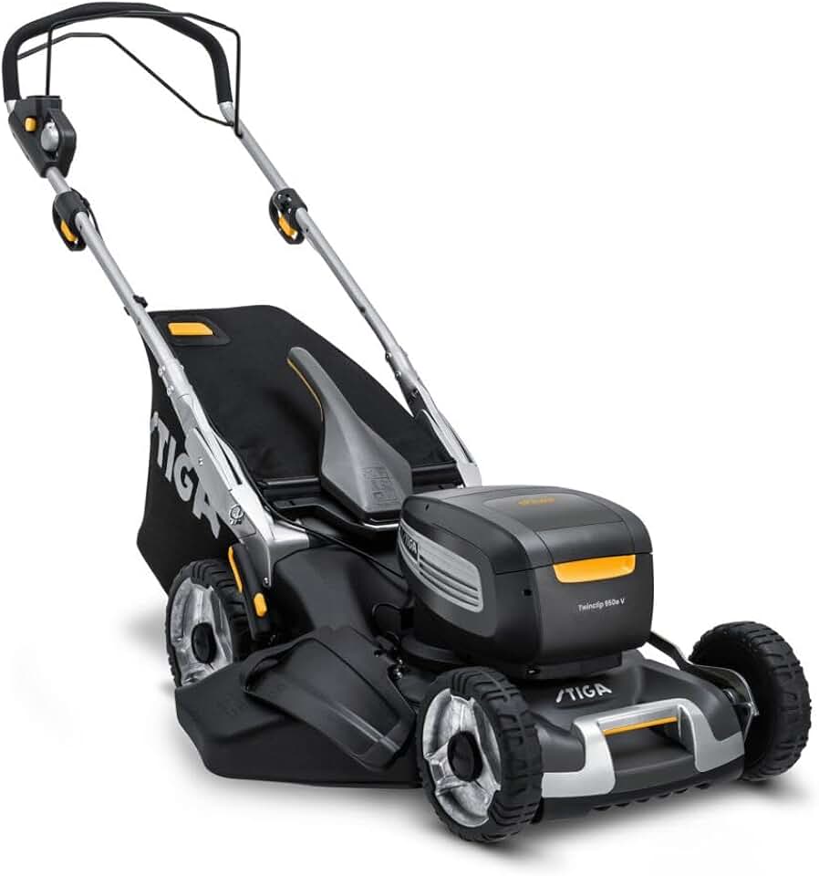 etevert Twinclip 950e V Kit Tondeuse À Gazon À Batterie, 48 cm, 48 V – Lame Double Couche, 2 Batt. 7,5 Ah + Chargeur – Pelouses jusqu'à 1 100 m²
