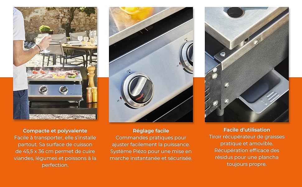 Plancha Cadix 2 feux Plaque inox etevert