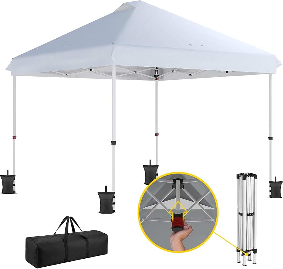 etevert - Tonnelle Pliante Pop-up - 3x3m - UPF50+, Hauteur réglable, Blanc