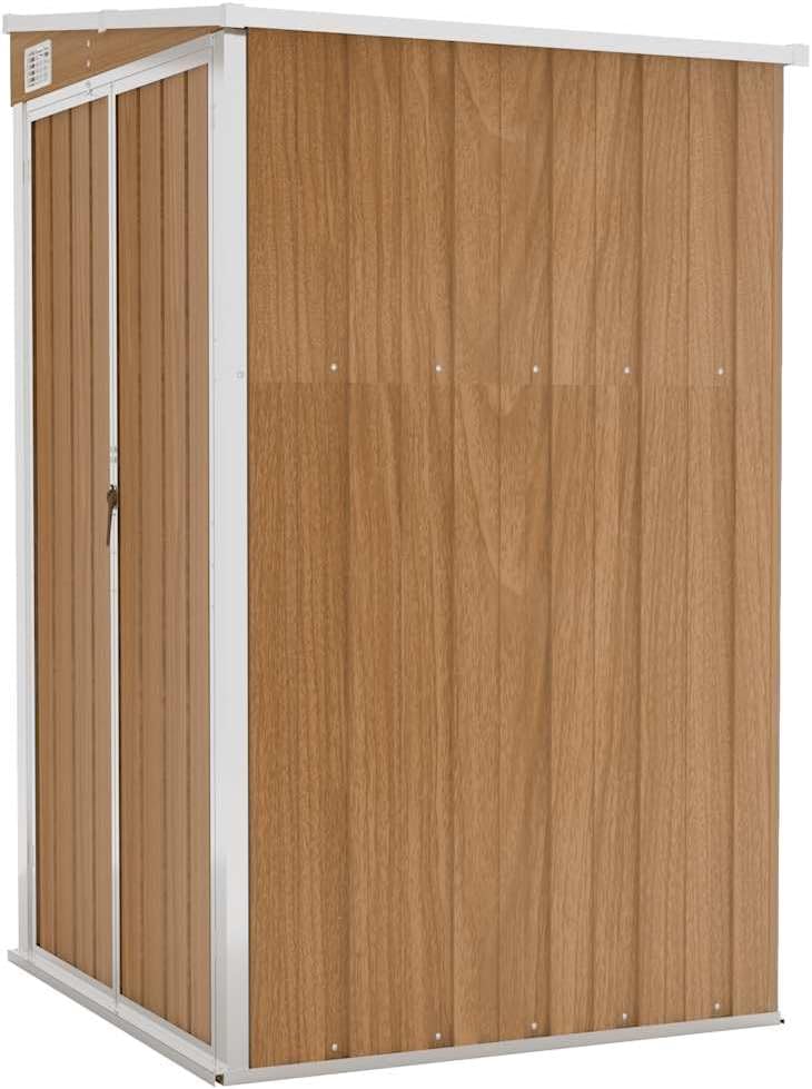 etevert Remise de Jardin Murale Marron 118x100x178 cm Acier galvanisé,Maison & Jardin, Pelouses & Jardins, Vie en extérieur, Structures extérieures, Cabanes & abris de Jardin, Brun (Poids 22.7KG)