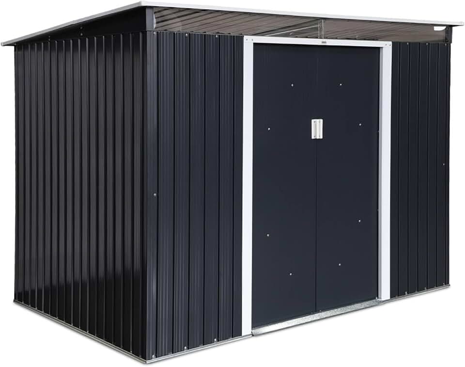 etevert - Abri de Jardin en métal Couleur Anthracite 4.85m² avec puits de lumière - AUDOMAROIS-