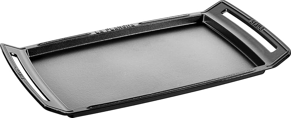 etevert - Plancha Fonte Noire - 38x25 cm - Rectangulaire, Durable