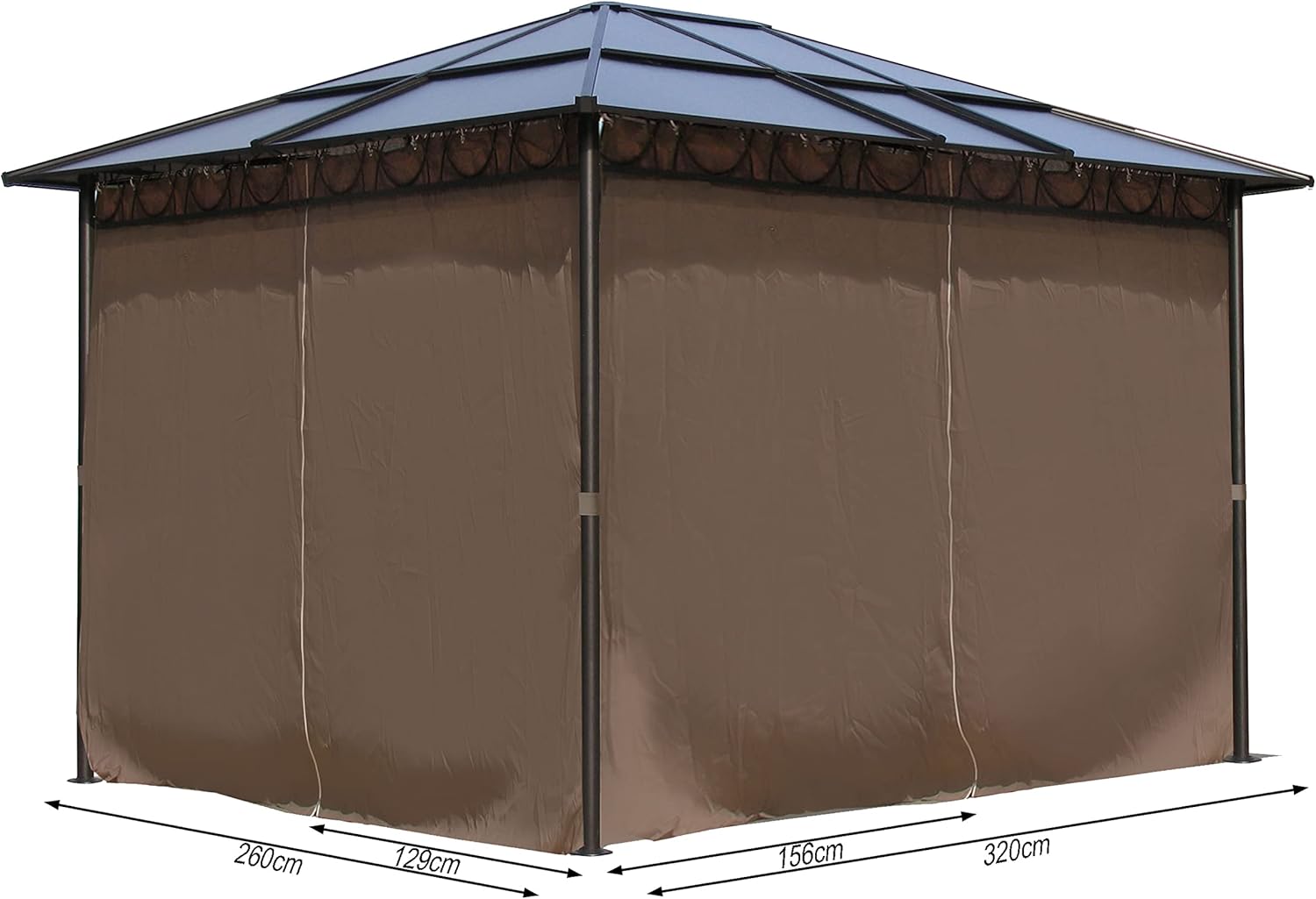 etevert - tonnelle rigide métal - 3 x 3,6 m - panneaux latéraux polycarbonate, anti-poussière