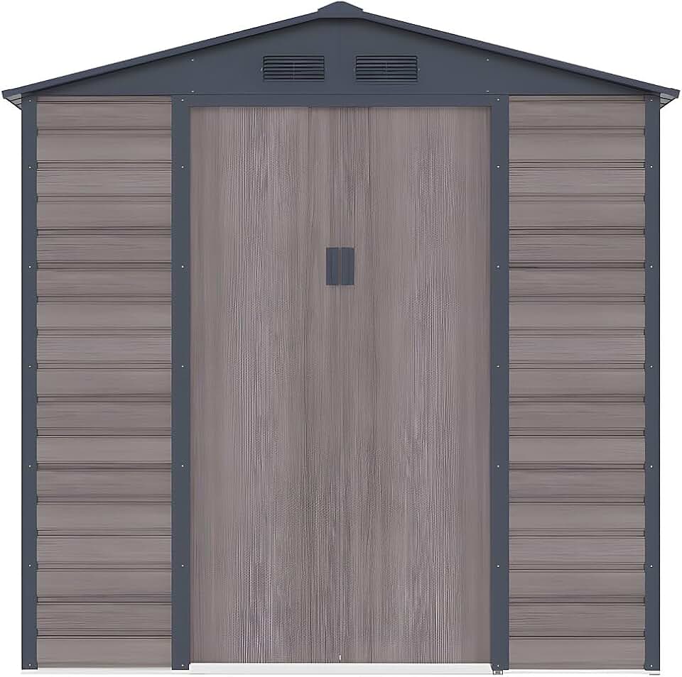 etevert - Abri de Jardin métal effet bois gris 4,15 m² - acier galvanisé - ADELMO